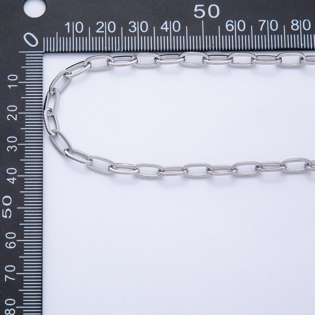 Rhodium Plated 9.5mm x 4.7mm Minimalist Paperclip Unfinished Chain by Yard | Roll-01846