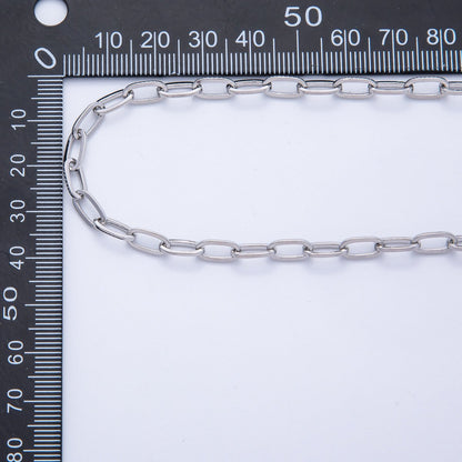 Rhodium Plated 9.5mm x 4.7mm Minimalist Paperclip Unfinished Chain by Yard | Roll-01846