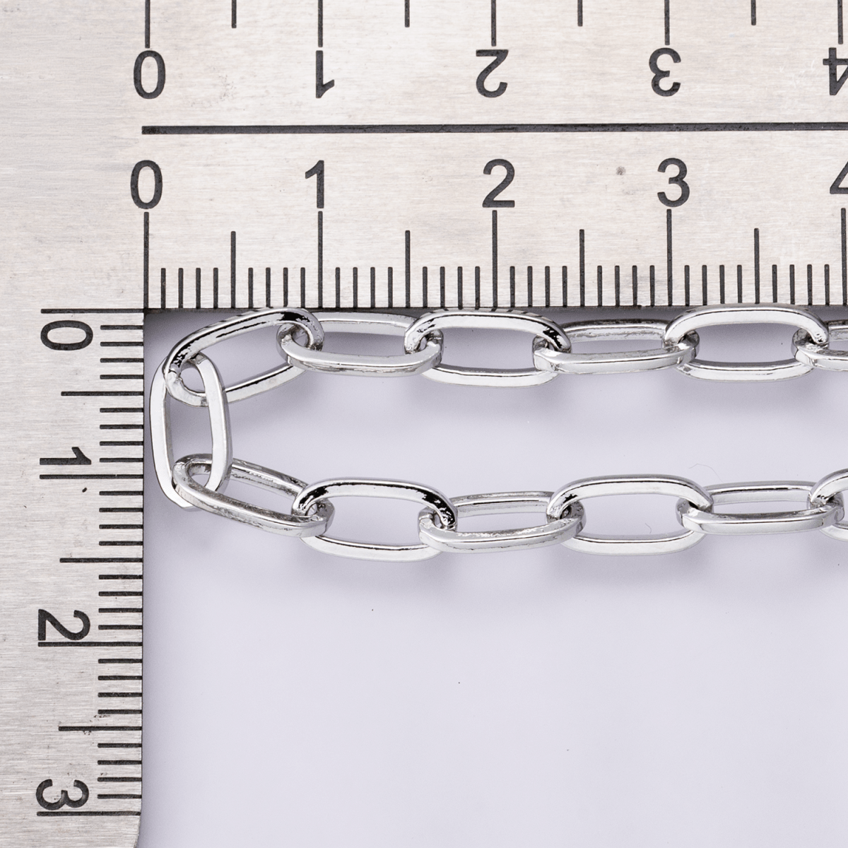 Rhodium Plated 9.5mm x 4.7mm Minimalist Paperclip Unfinished Chain by Yard | Roll-01851