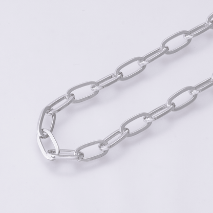 Rhodium Plated 9.5mm x 4.7mm Minimalist Paperclip Unfinished Chain by Yard | Roll-01851