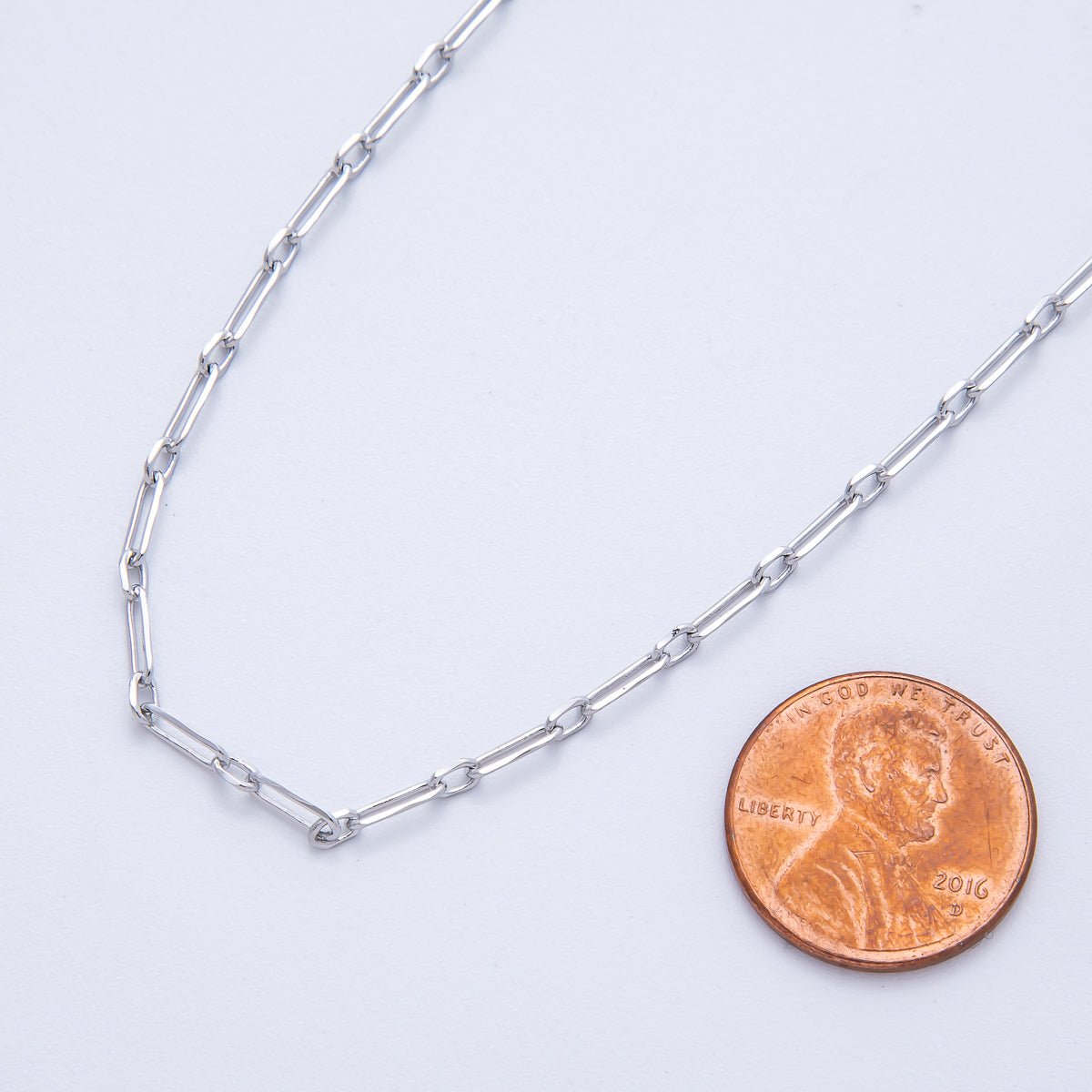 Rhodium Plated 9mm Dainty Paperclip Link Unfinished Chain by Yard | Roll-01840