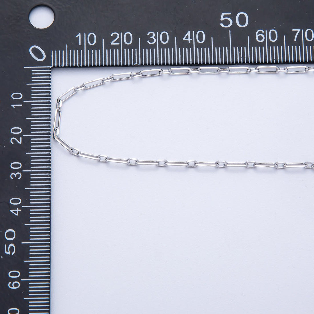 Rhodium Plated 9mm Dainty Paperclip Link Unfinished Chain by Yard | Roll-01840