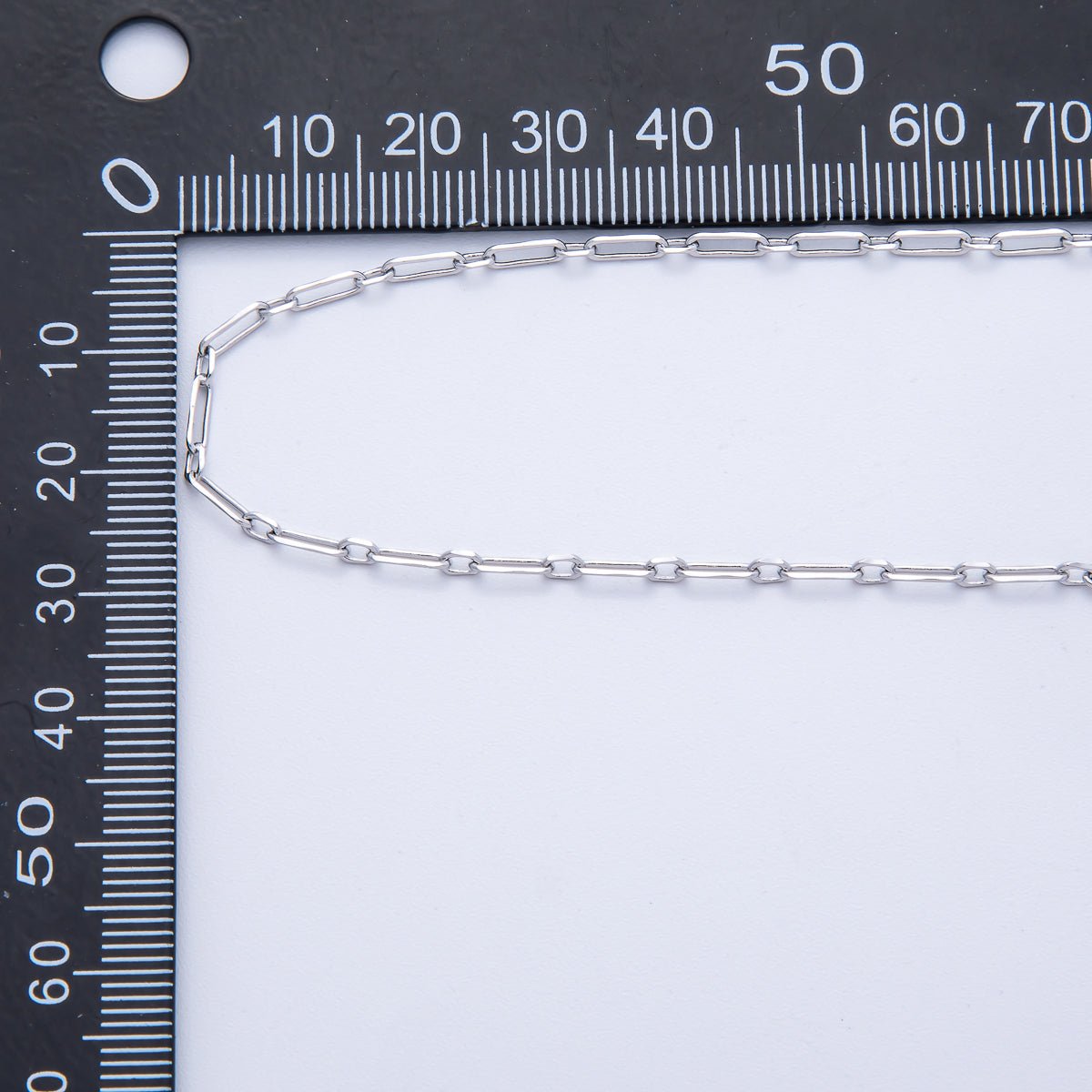 Rhodium Plated 9mm Dainty Paperclip Link Unfinished Chain by Yard | Roll-01840