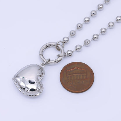 Rhodium Plated Chubby Heart Round Bead Ball Keychain Accessories | Z1329