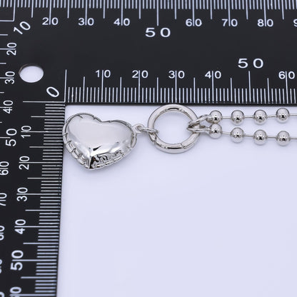 Rhodium Plated Chubby Heart Round Bead Ball Keychain Accessories | Z1329