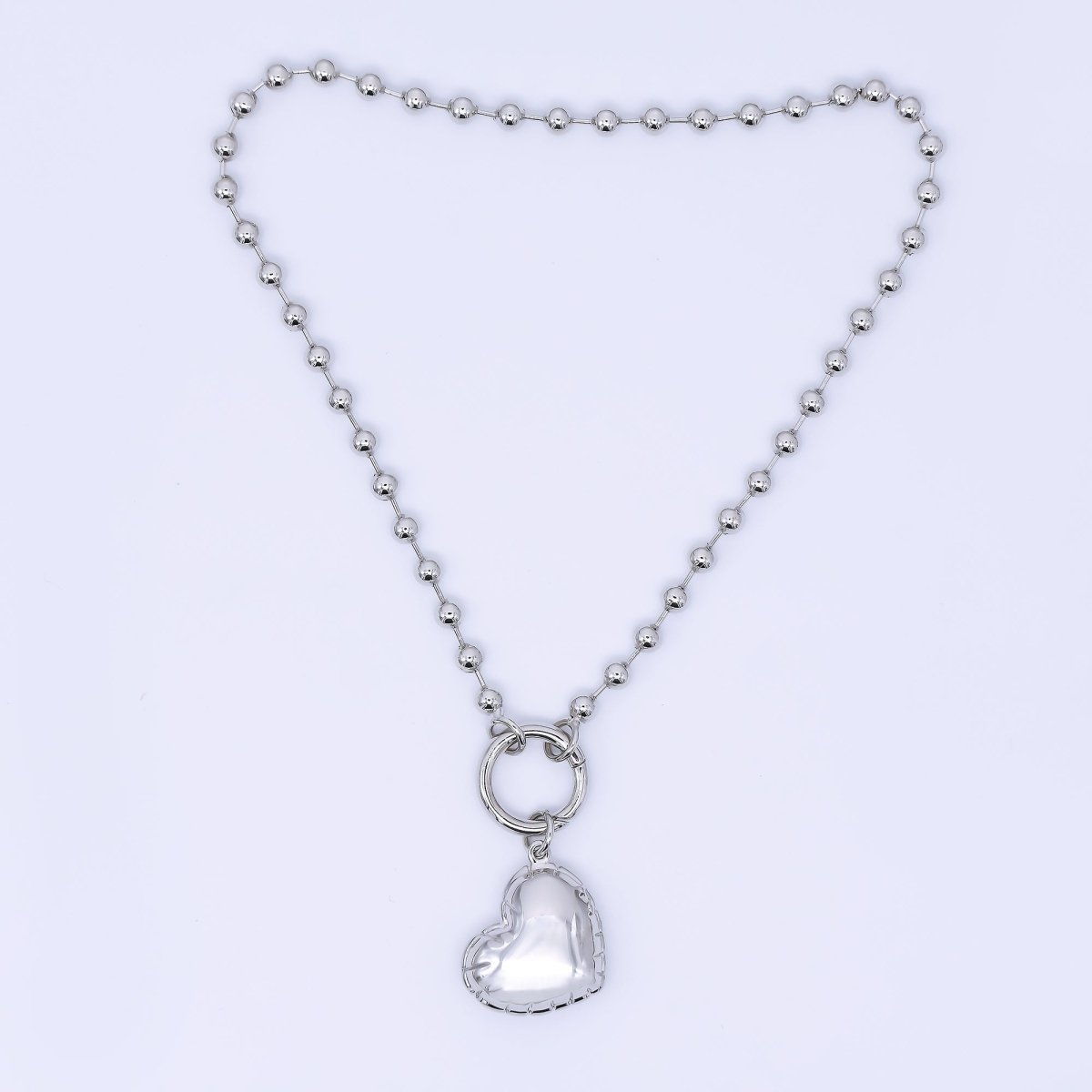 Rhodium Plated Chubby Heart Round Bead Ball Keychain Accessories | Z1329