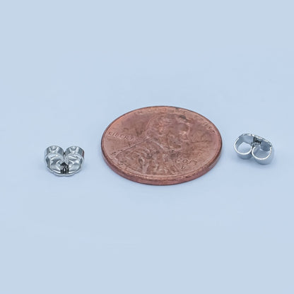 Rhodium Plated Minimalist Ear Backing Set | Z1144