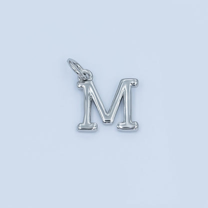 Rhodium Plated Minimalist Initial Letter Charm | A141 - A153