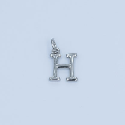 Rhodium Plated Minimalist Initial Letter Charm | A141 - A153