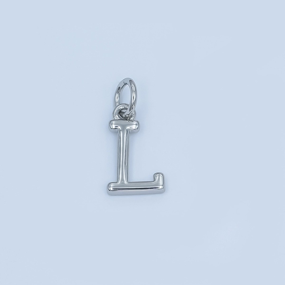 Rhodium Plated Minimalist Initial Letter Charm | A141 - A153