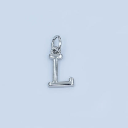 Rhodium Plated Minimalist Initial Letter Charm | A141 - A153