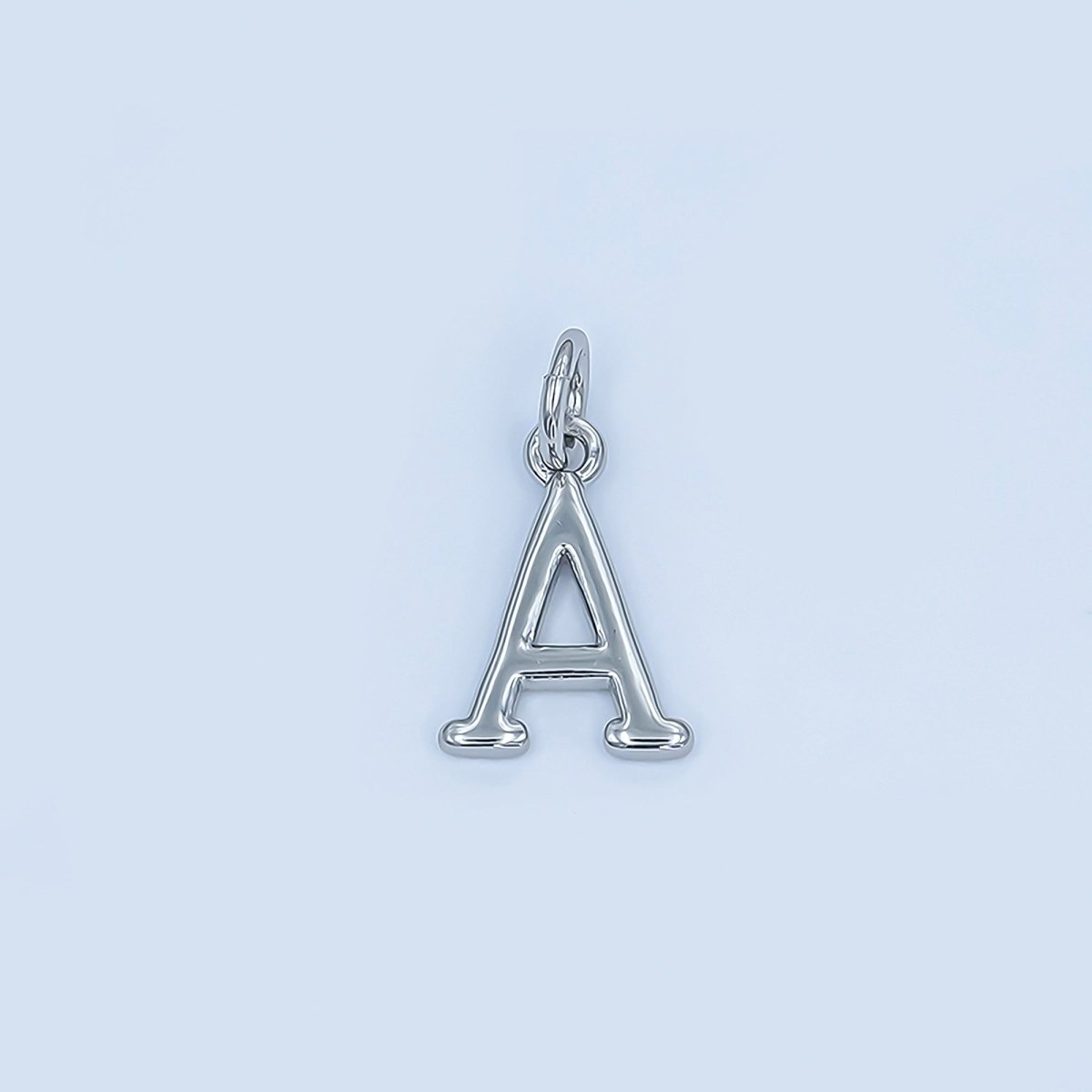 Rhodium Plated Minimalist Initial Letter Charm | A141 - A153