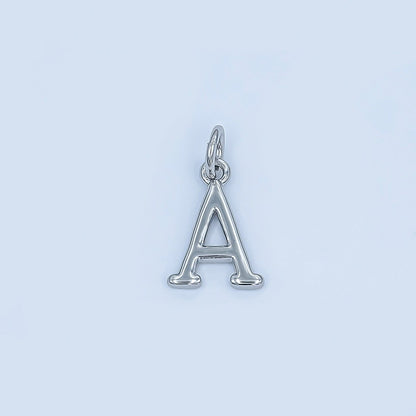 Rhodium Plated Minimalist Initial Letter Charm | A141 - A153