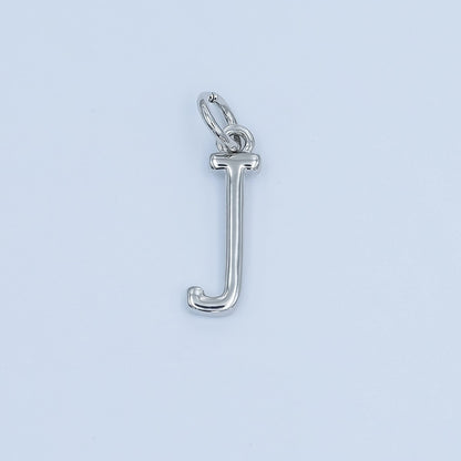 Rhodium Plated Minimalist Initial Letter Charm | A141 - A153