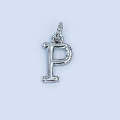 Rhodium Plated Minimalist Initial Letter Charm | A141 - A153