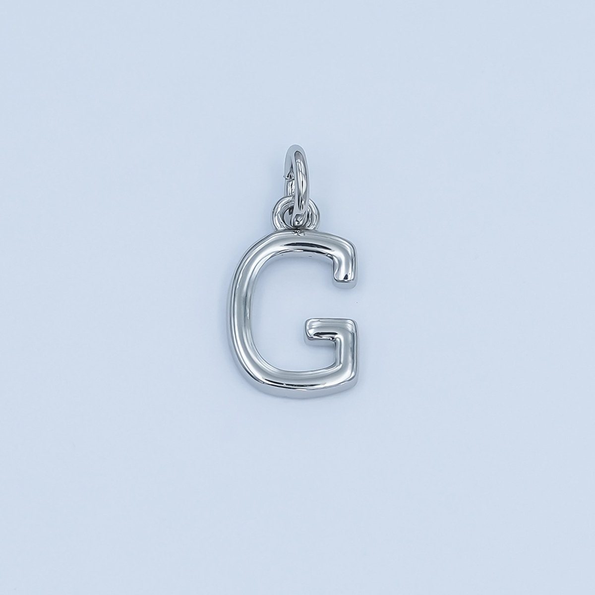 Rhodium Plated Minimalist Initial Letter Charm | A141 - A153