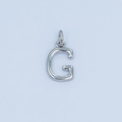 Rhodium Plated Minimalist Initial Letter Charm | A141 - A153