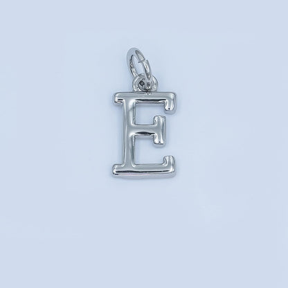 Rhodium Plated Minimalist Initial Letter Charm | A141 - A153