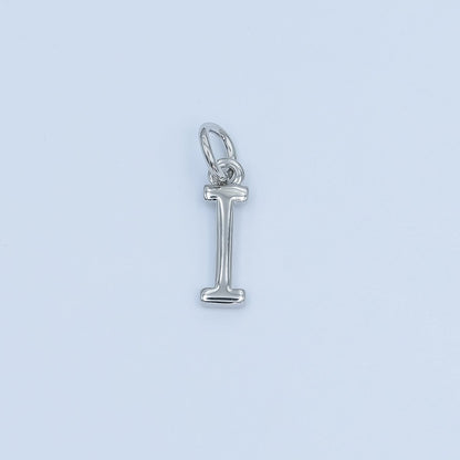 Rhodium Plated Minimalist Initial Letter Charm | A141 - A153