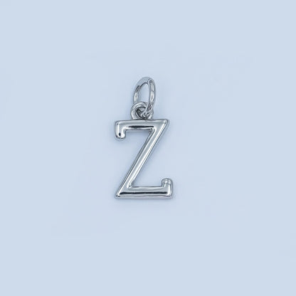 Rhodium Plated Minimalist Initial Letter Charm | A141 - A153