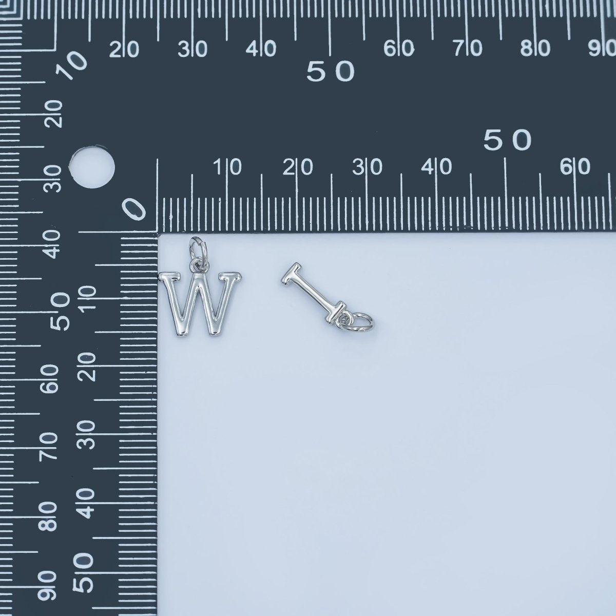 Rhodium Plated Minimalist Initial Letter Charm | A141 - A153