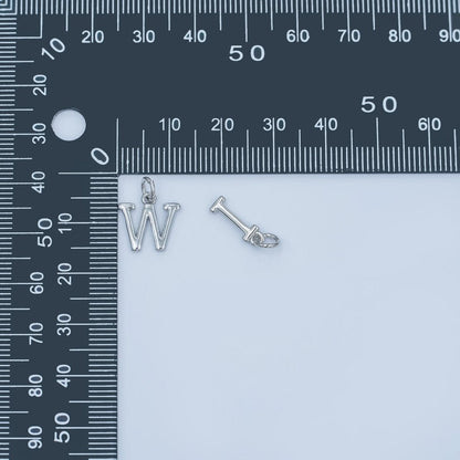 Rhodium Plated Minimalist Initial Letter Charm | A141 - A153