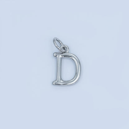 Rhodium Plated Minimalist Initial Letter Charm | A141 - A153
