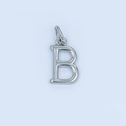 Rhodium Plated Minimalist Initial Letter Charm | A141 - A153