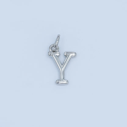 Rhodium Plated Minimalist Initial Letter Charm | A141 - A153