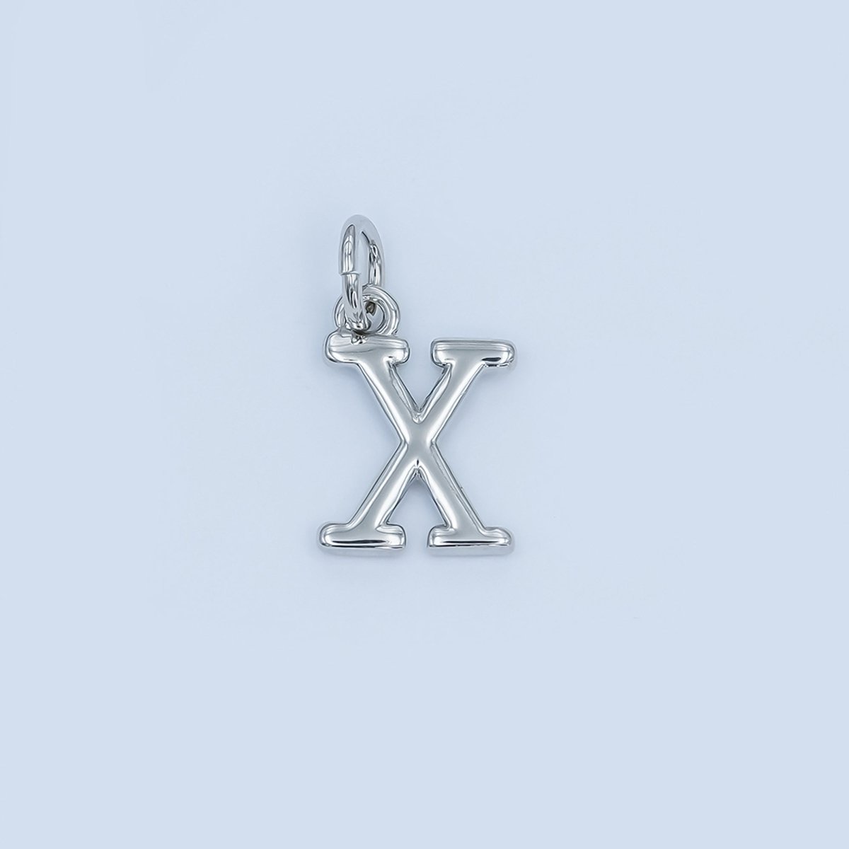Rhodium Plated Minimalist Initial Letter Charm | A141 - A153