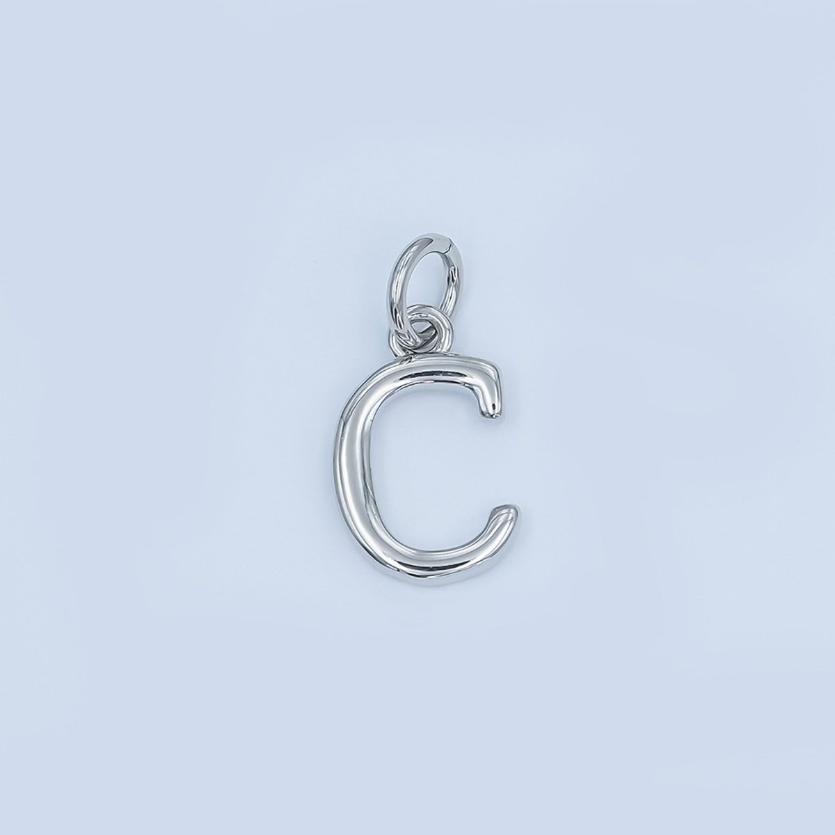 Rhodium Plated Minimalist Initial Letter Charm | A141 - A153