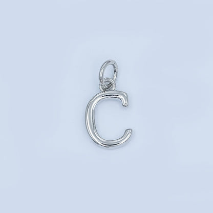 Rhodium Plated Minimalist Initial Letter Charm | A141 - A153
