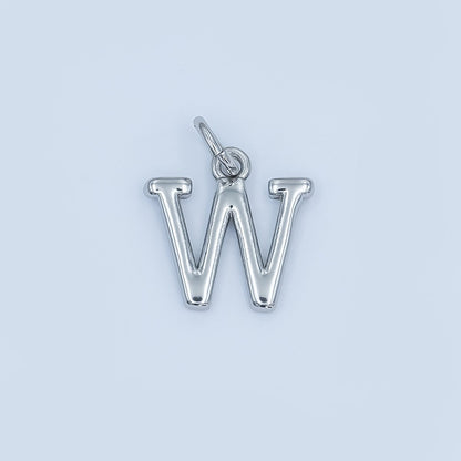 Rhodium Plated Minimalist Initial Letter Charm | A141 - A153