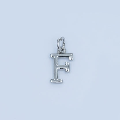 Rhodium Plated Minimalist Initial Letter Charm | A141 - A153
