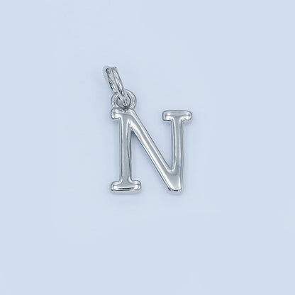 Rhodium Plated Minimalist Initial Letter Charm | A141 - A153