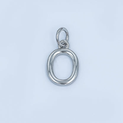 Rhodium Plated Minimalist Initial Letter Charm | A141 - A153