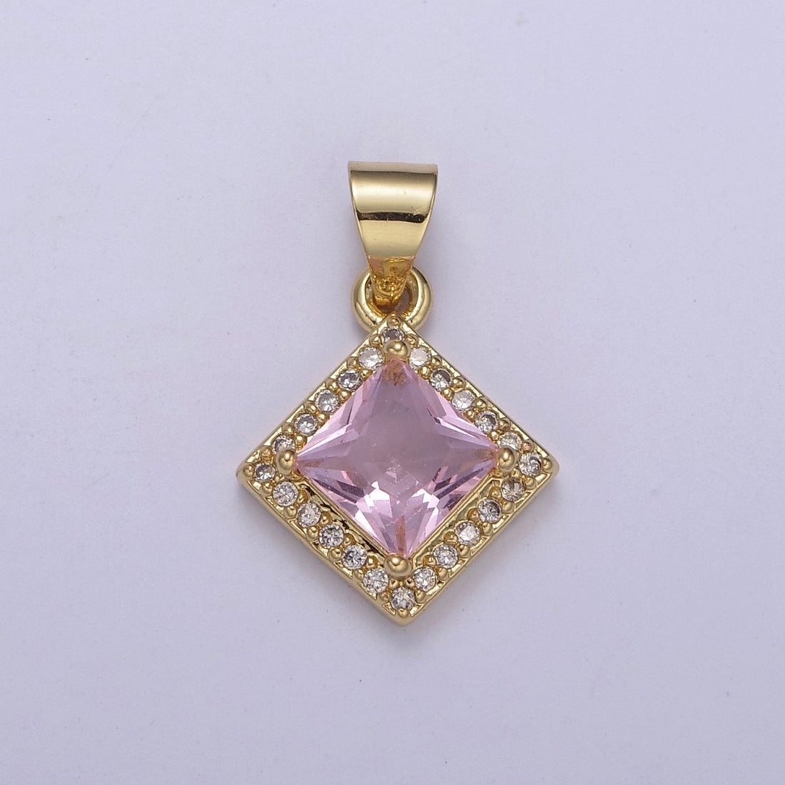 Rhombus Geometric Shape Zircon Connector Charm, Square Gemstone Pendant Charm Wholesale H-345 H-347 H-352 H-354