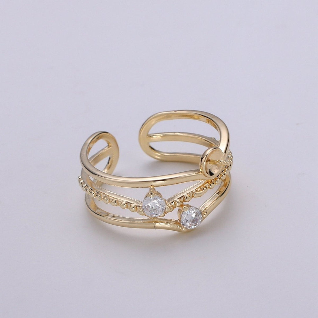 Ring Setting, Gold Ring Accessories, Pearl Ring Empty Holder, Jewelry DIY, Jewelry Making, Ring Base, Minimalist Ring Supply, K-869
