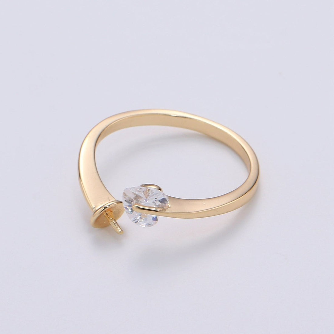 Ring Setting, Gold Ring Accessories, Pearl Ring Empty Holder, Jewelry DIY, Jewelry Making, Ring Base, Minimalist Ring Supply L010