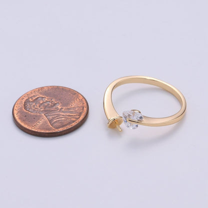Ring Setting, Gold Ring Accessories, Pearl Ring Empty Holder, Jewelry DIY, Jewelry Making, Ring Base, Minimalist Ring Supply L010