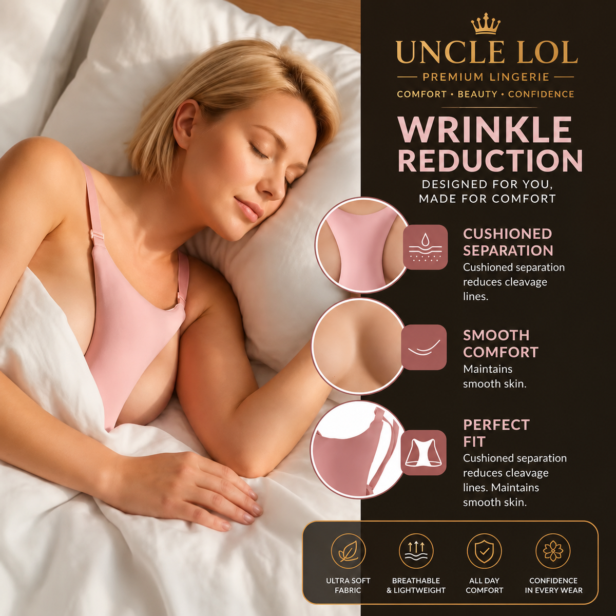 Premium Breast Support Pillow for Side Sleepers – Reduce Chest Wrinkles, Chest Compression &amp; Improve Sleep Comfort