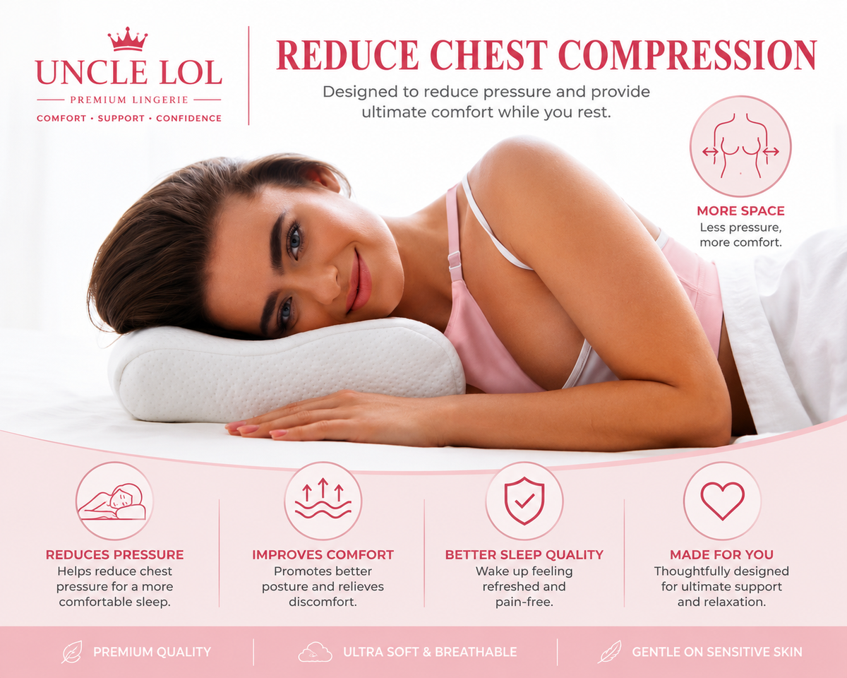 Premium Breast Support Pillow for Side Sleepers – Reduce Chest Wrinkles, Chest Compression &amp; Improve Sleep Comfort