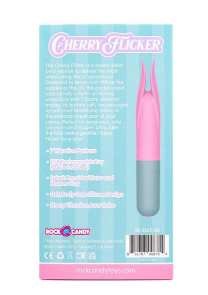 Rock Candy Cherry Flicker Rechargeable Silicone Tickler Pleasure Toy