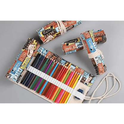 Roll Up Canvas Wrap Pencil Bag For Students Stylish Stationary Storage Pouch Unique Pencil Case For School