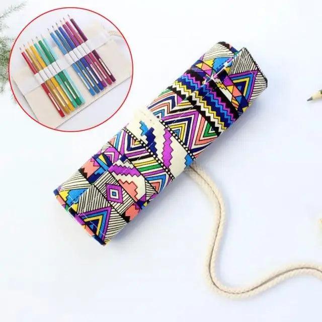 Roll Up Canvas Wrap Pencil Bag For Students Stylish Stationary Storage Pouch Unique Pencil Case For School