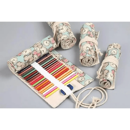 Roll Up Canvas Wrap Pencil Bag For Students Stylish Stationary Storage Pouch Unique Pencil Case For School