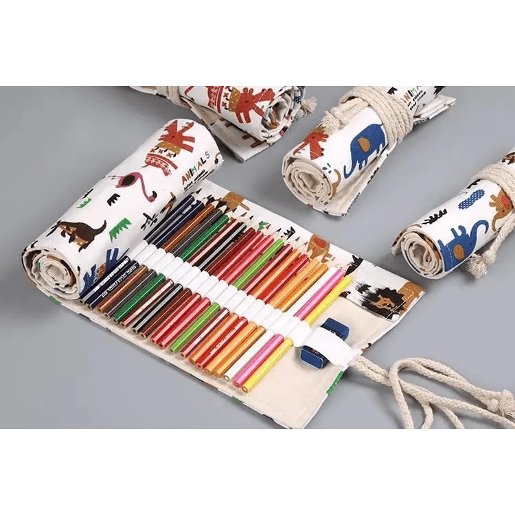 Roll Up Canvas Wrap Pencil Bag For Students Stylish Stationary Storage Pouch Unique Pencil Case For School