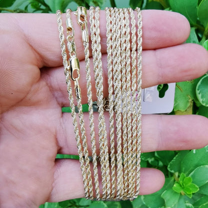 Rope Chain Necklace 14K Gold Plated, 2mm Thickness 16" French Rope Chain in Yellow Gold Chain | CN-793  Clearance Pricing