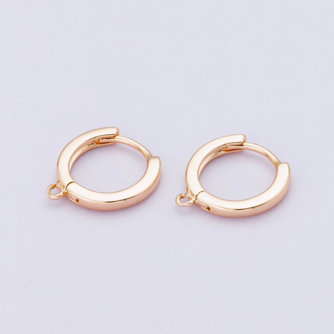 Rose Gold Filled 13.5mm Minimalist Open Loop Drop Huggie Earrings | Findings-00092