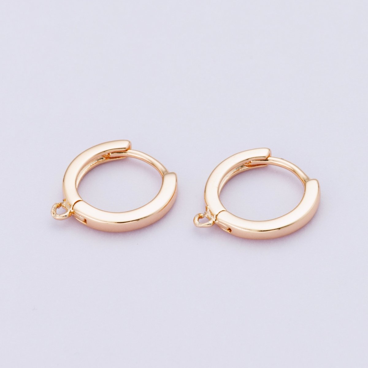 Rose Gold Filled 13.5mm Minimalist Open Loop Drop Huggie Earrings | Findings-00092